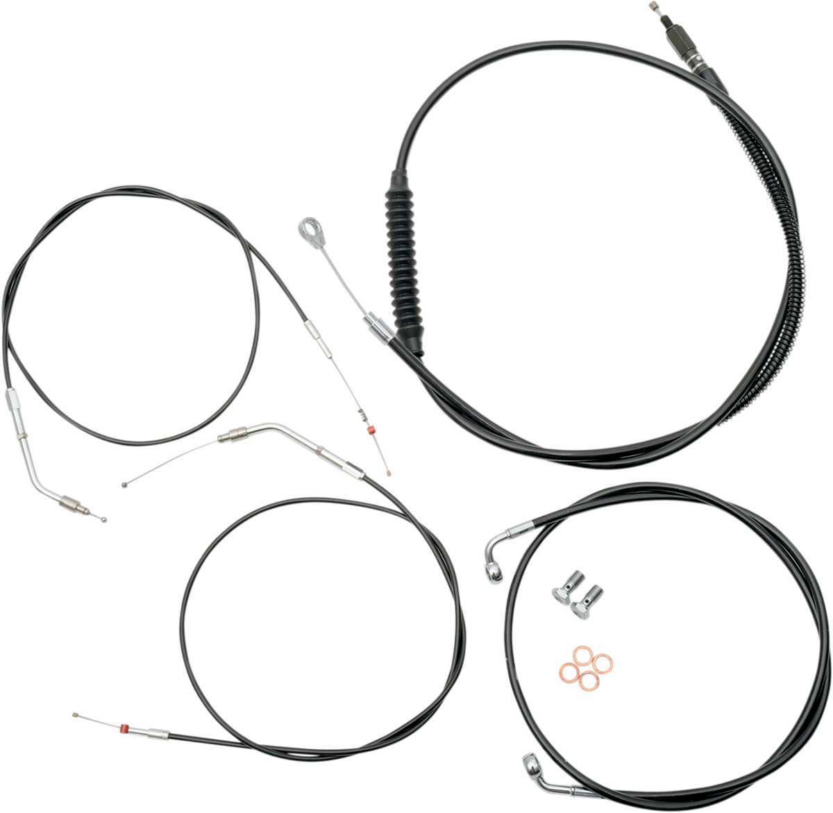 LA CHOPPERS Standard Black Vinyl Handlebar Cable/Brake Line Kit — Ape Hanger