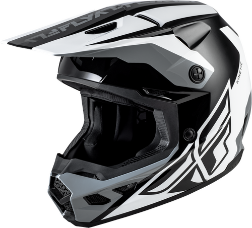 FLY Racing Kinetic Crest Helmet (2026) - Black / White / Grey - View 17