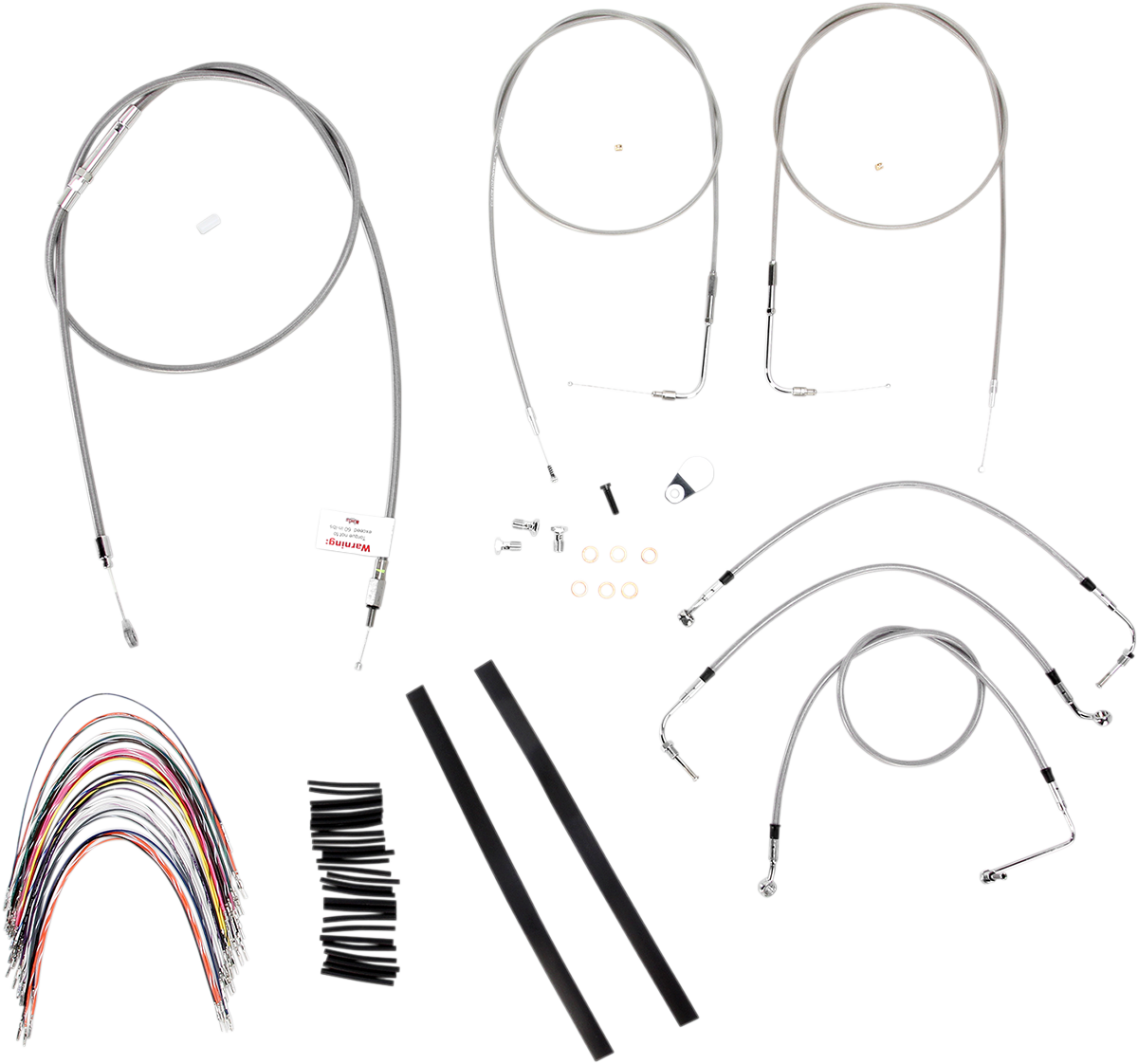 BURLY BRAND Complete Stainless Braided Handlebar Cable/Brake Line Kit - 16" Ape Hangers / '07 Touring 0610-0738