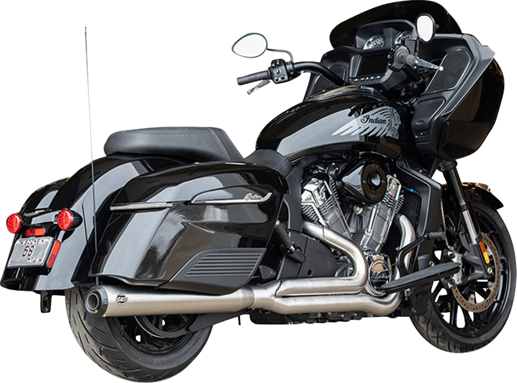 2-into-1 Qualifier Exhaust System - Brushed Stainless Steel - Race Only - Indian with PowerPlus