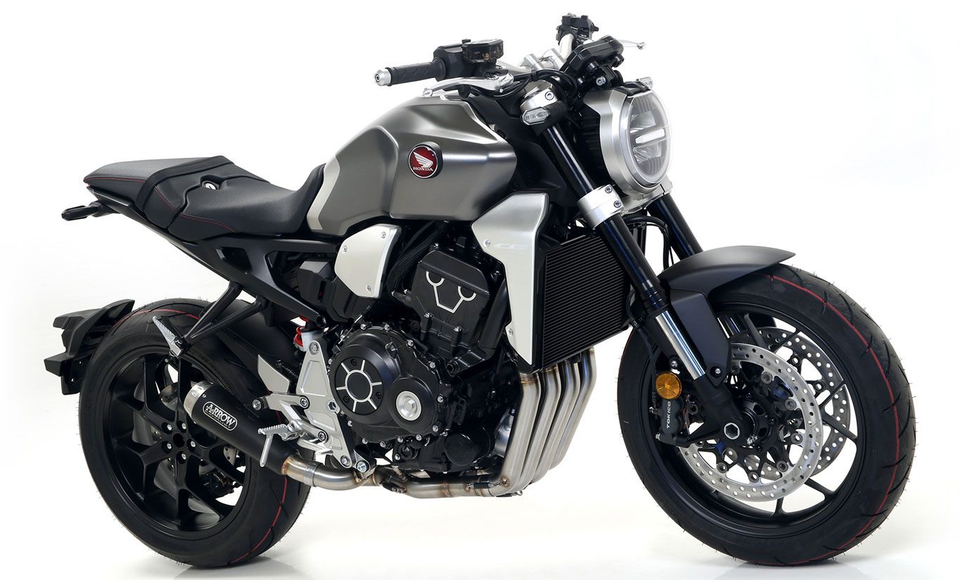Arrow Honda Cb 1000r 18-19 Homologated Nichrom Dark Pro-Race Silencer With Welded Link Pipe Low Version For Original And Arrow Coll. 71882prn