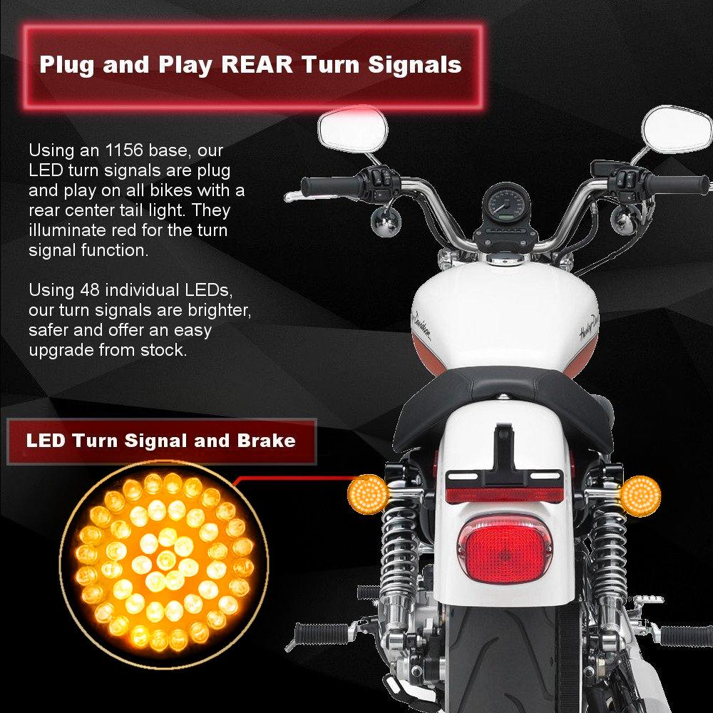 Eagle Lights 2" Rear LED Turn Signals for Harley-Davidson Motorcycles- Generation I / 1156 Base / Amber