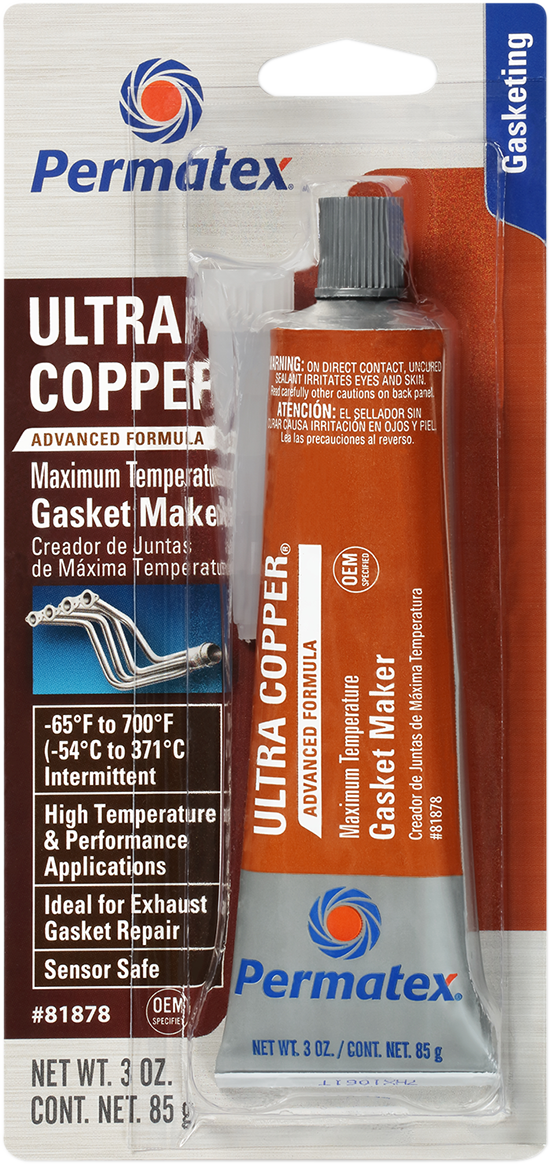 PERMATEX Ultra Copper® Maximum Temperature RTV Silicone Gasket Maker - Silicone Gasket Maker / 3 oz. net wt. 3710-0006