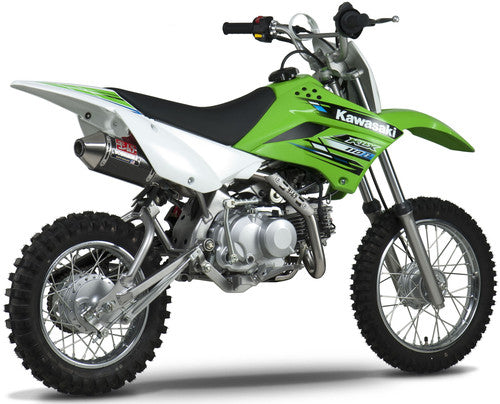 Yoshimura KLX110/L 02-26/SUZ DR-Z110 03-05 RS-2 Stainless Full Exhaust, w/ Carbon Fiber Muffler