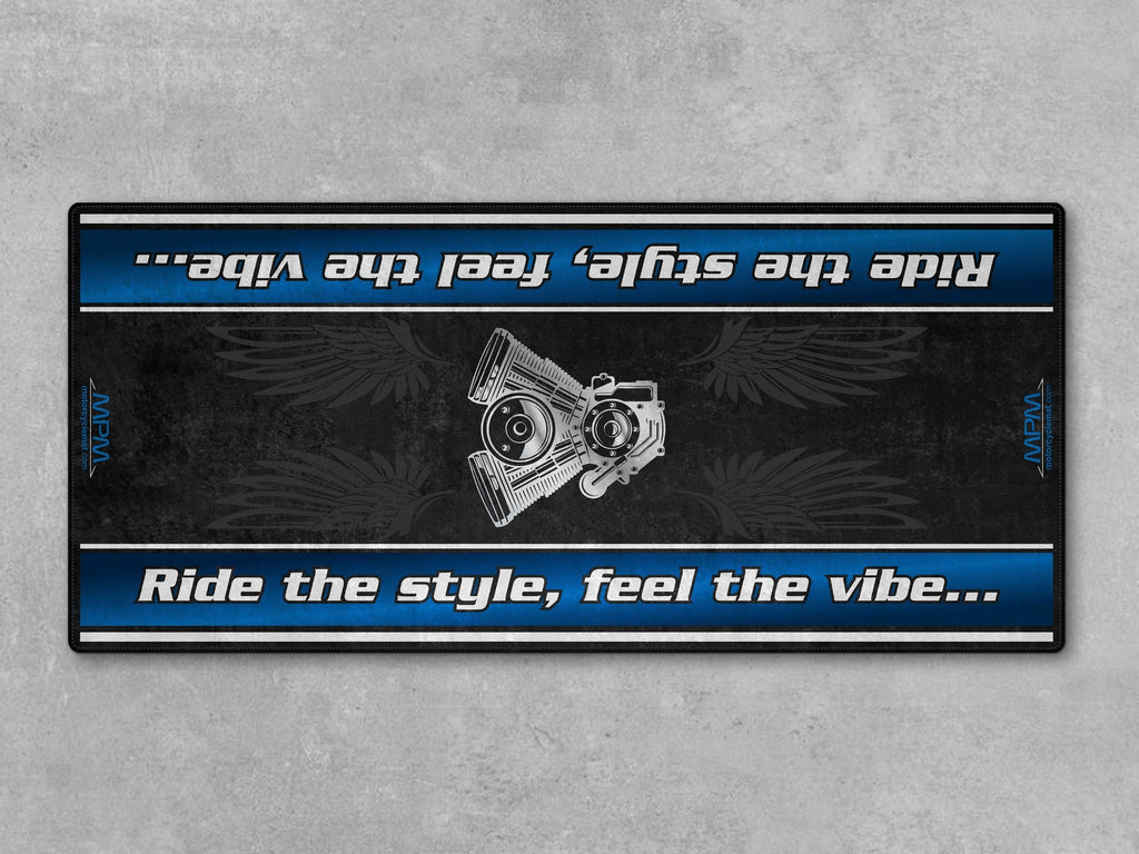 MPM Motorcycle Mat for Cruiser Motorcycle "Ride The Style, Feel The Vibe" - MM7307