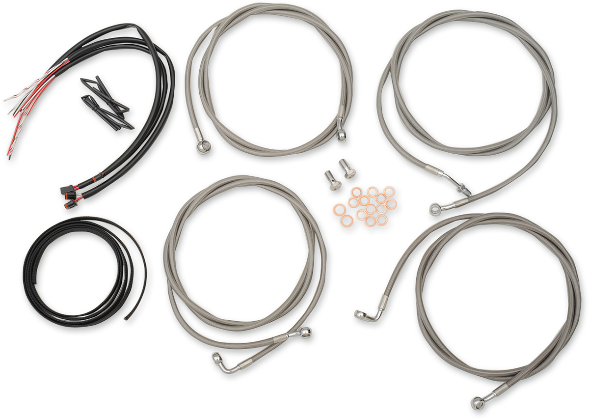 LA CHOPPERS Complete Stainless Braided Handlebar Cable/Brake Line Kit — Cable Kit