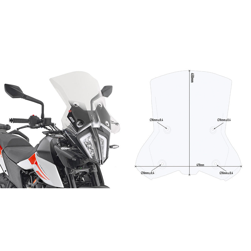 GIVI 7710DT Specific Screen for KTM 390 Adventure, KTM 790 Adventure, and KTM 790 Adventure R