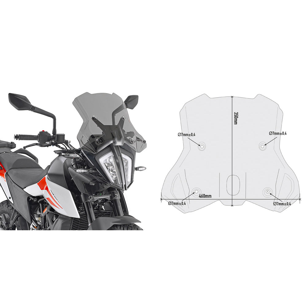GIVI 7710D Specific Screen Smoked for KTM 390 Adventure, KTM 790 Adventure, and KTM 790 Adventure R