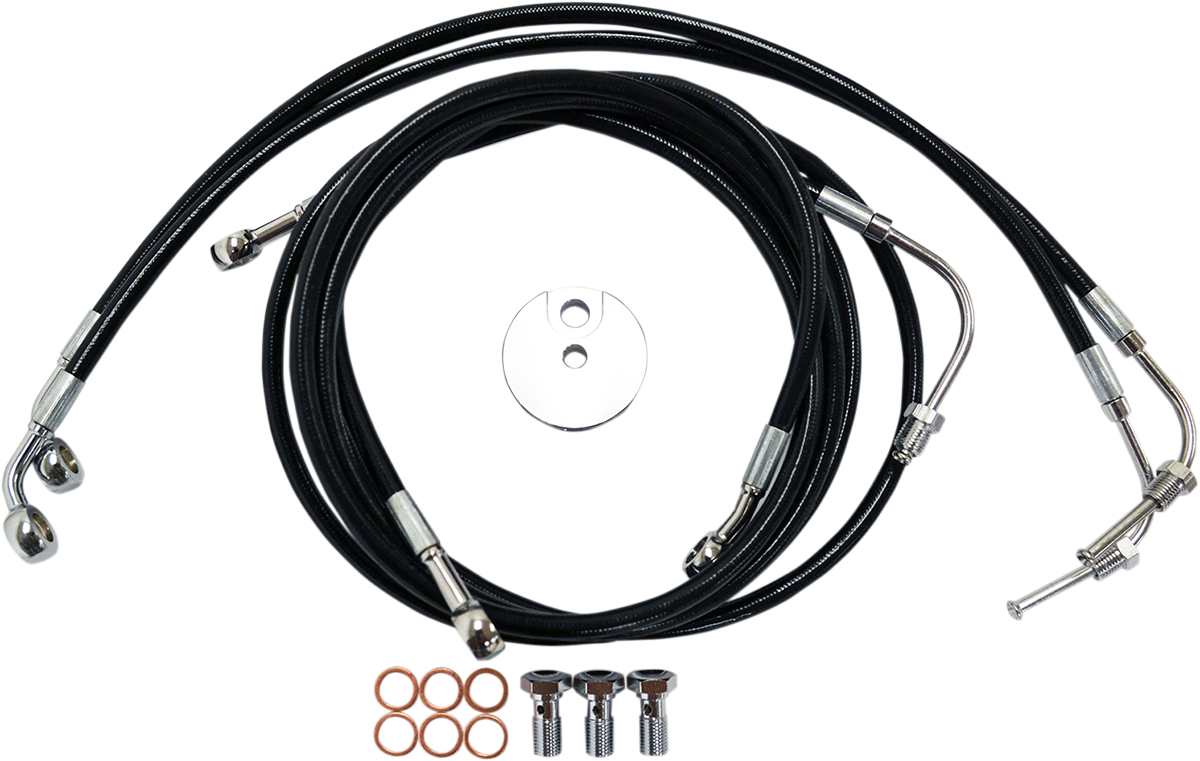 LA CHOPPERS Black Braided Brake Line Kit