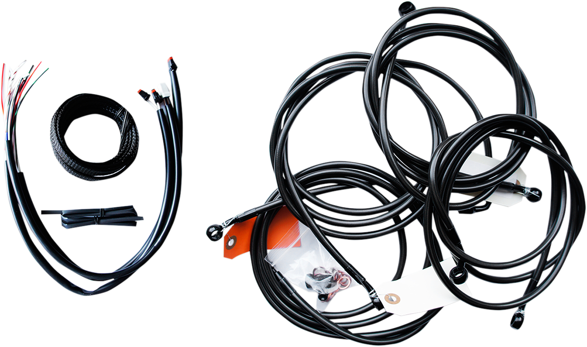 LA CHOPPERS Complete Midnight Braided Handlebar Cable/Brake Line Kit — Standard