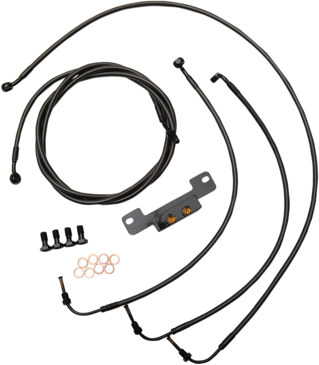 LA CHOPPERS Standard Midnight Braided Handlebar Cable/Brake Line Kit — Ape Hanger