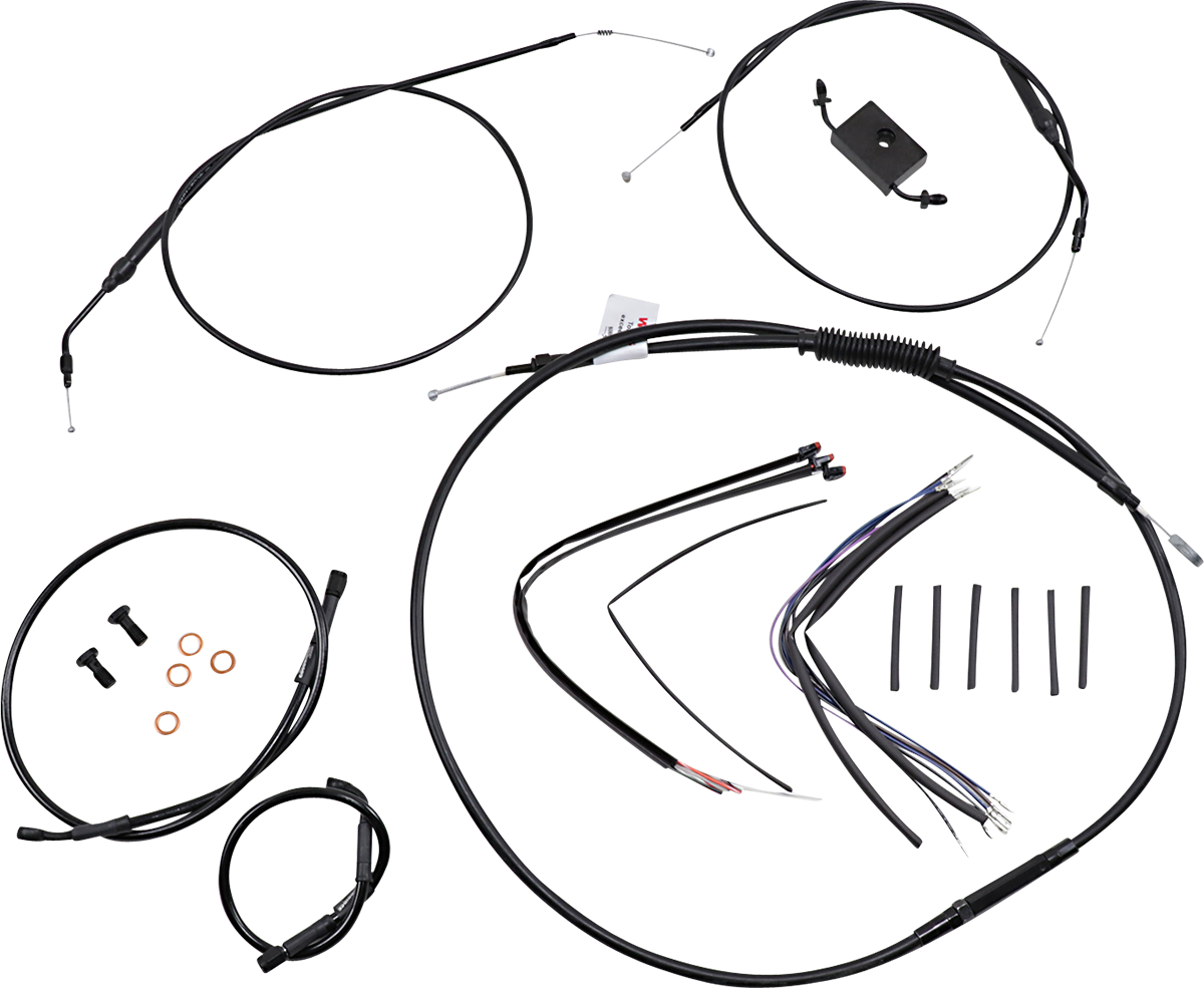 BURLY BRAND Extended Handlebar Cable and Brake Line Kit for Sportsters with ABS - 16" Ape Hanger Handlebars 0662-0589