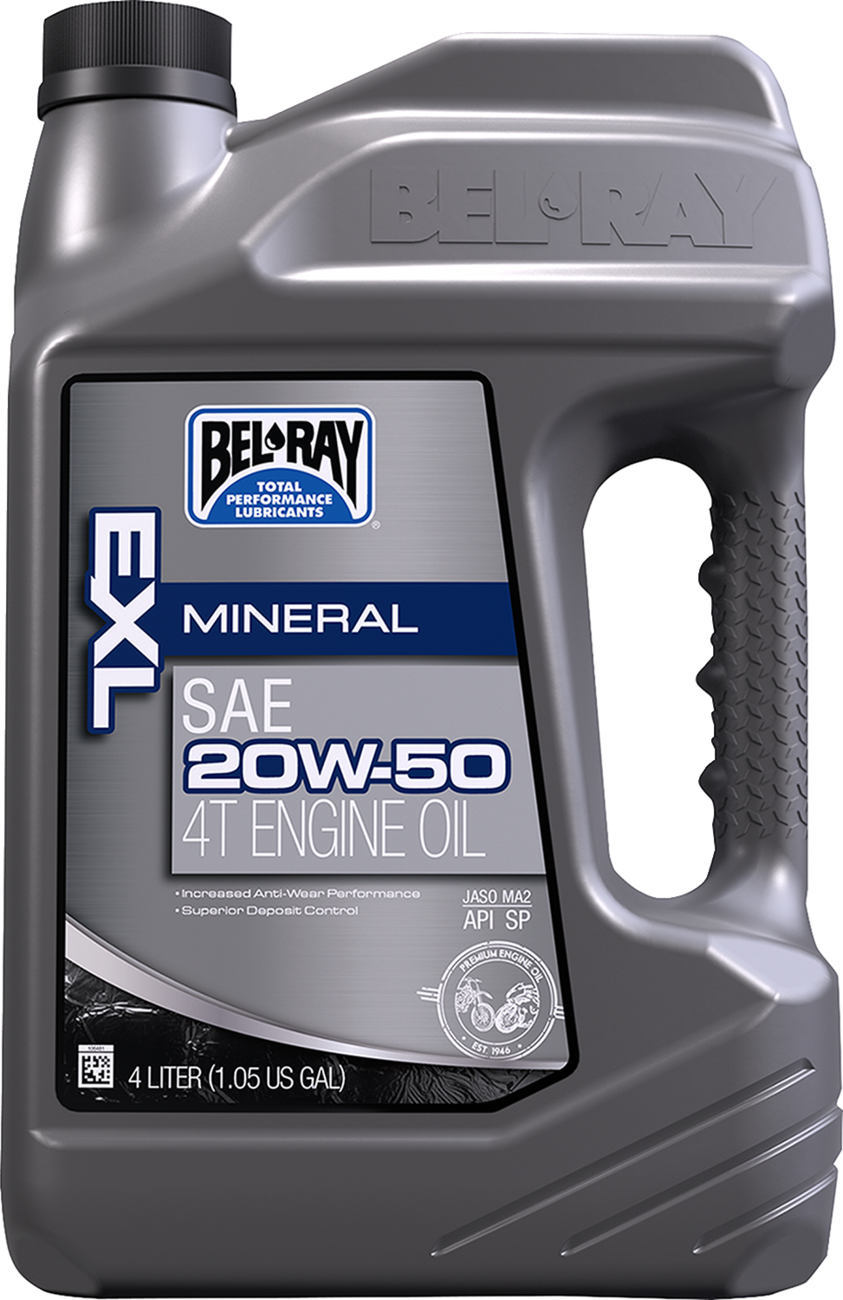 BEL-RAY EXL 4T Mineral Oil - 20W-50 / 4L 3601-0150