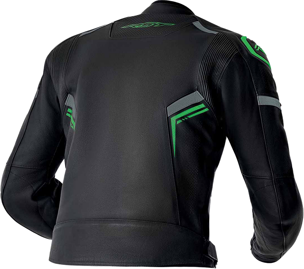 RST S-1 CE Men's Leather Jacket - Black / Grey / Fluorescent Green - View 7