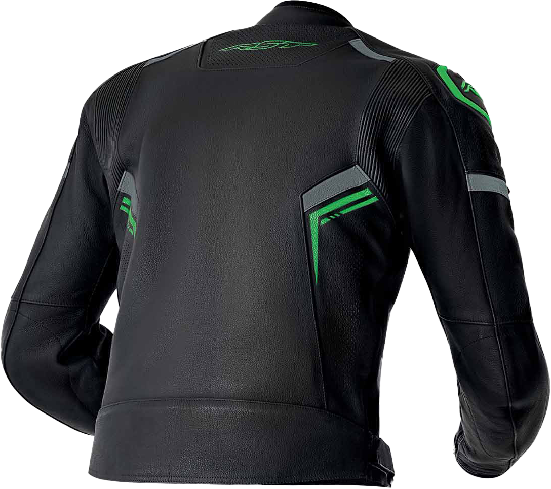 RST S-1 CE Men's Leather Jacket - Black / Grey / Fluorescent Green - View 7