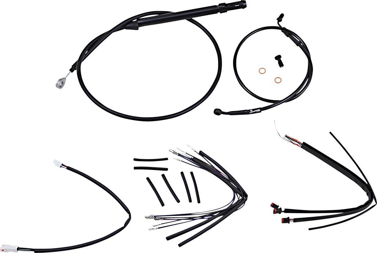 BURLY BRAND Handlebar Cable/Brake Line Kit for Burly Ape Handlebars - 16" Gorilla / Softail/Touring / Black 0662-0711