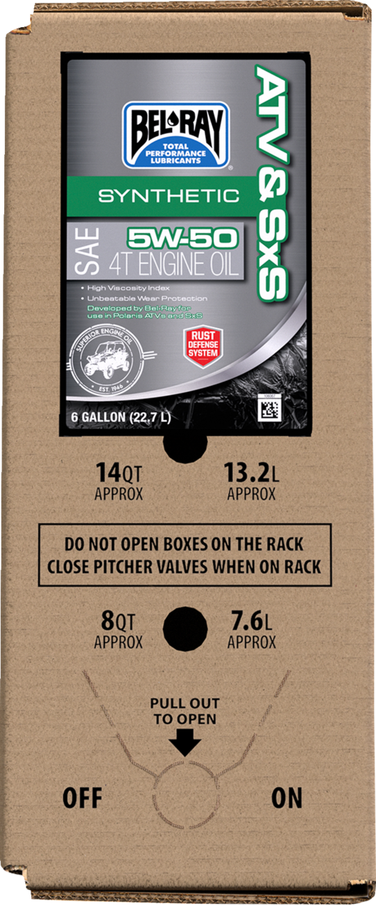 BEL-RAY ATV & SxS Synthetic Oil - 6 US Gal / Box in Bag 3601-0938