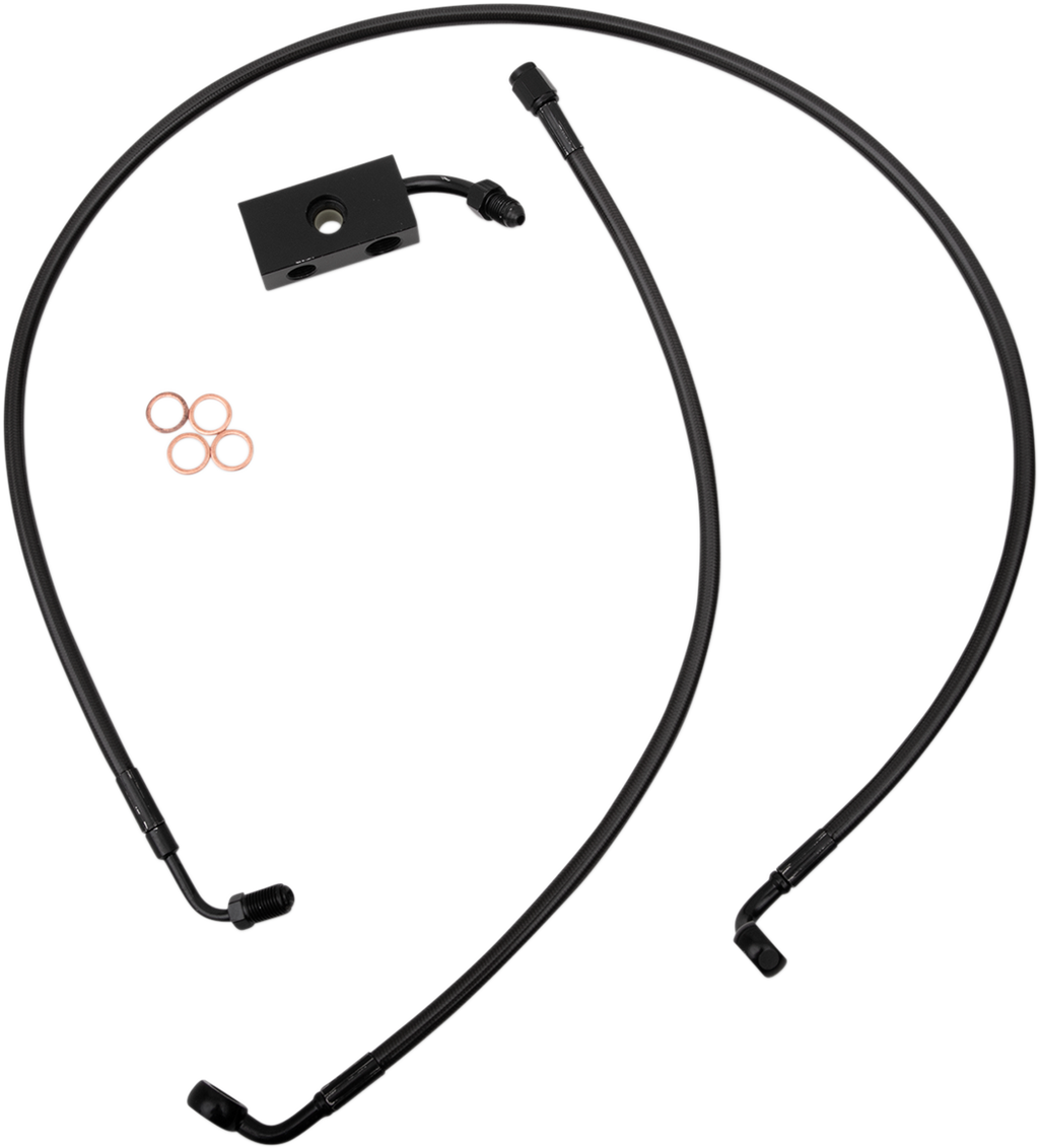 LA CHOPPERS Midnight Braided Brake Line Kit - Brake Lines / 15" / 17" Ape Hanger Handlebars / Midnight 1741-5493