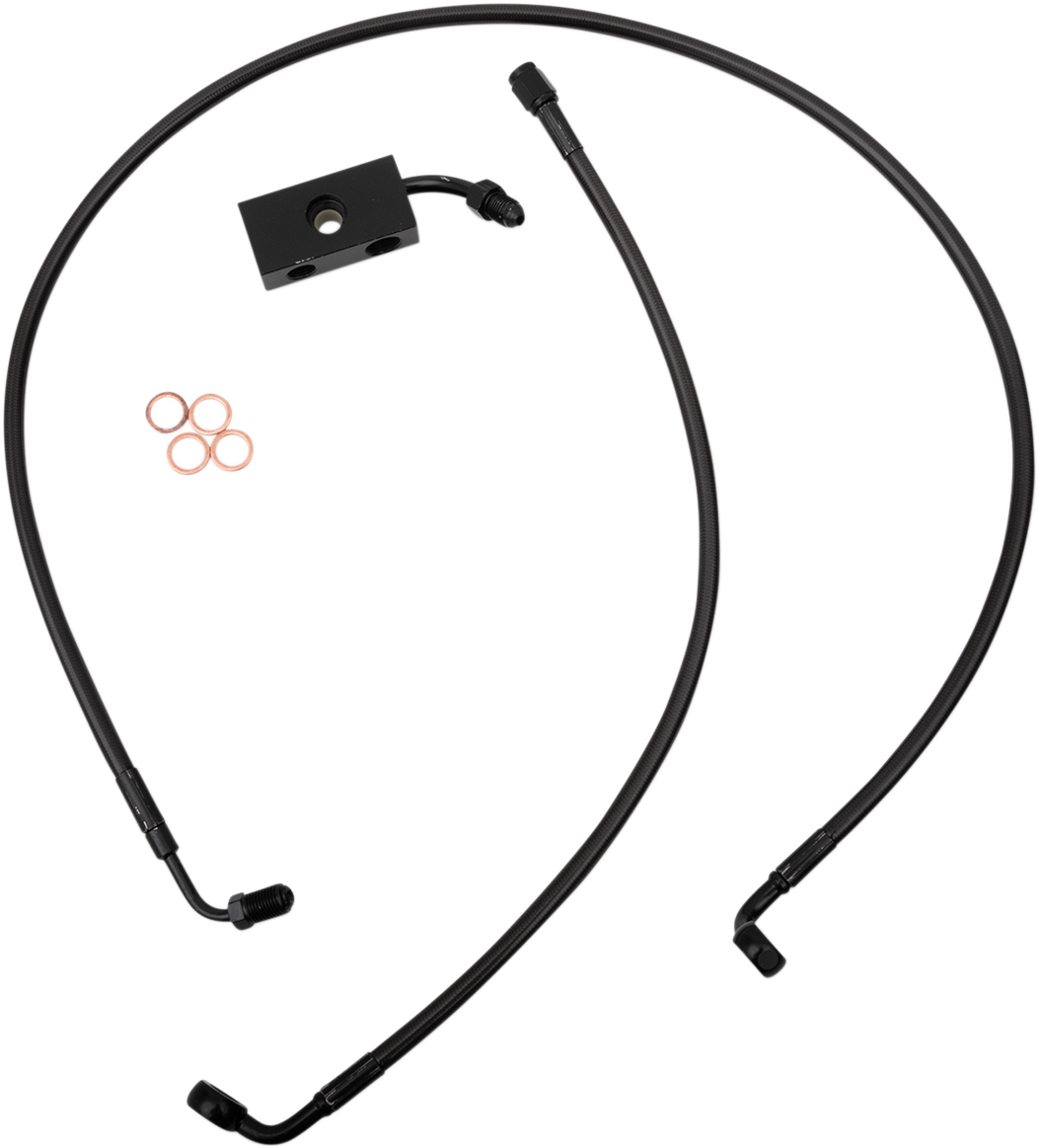 LA CHOPPERS Midnight Braided Brake Line Kit - Brake Lines / 15" / 17" Ape Hanger Handlebars / Midnight 1741-5493