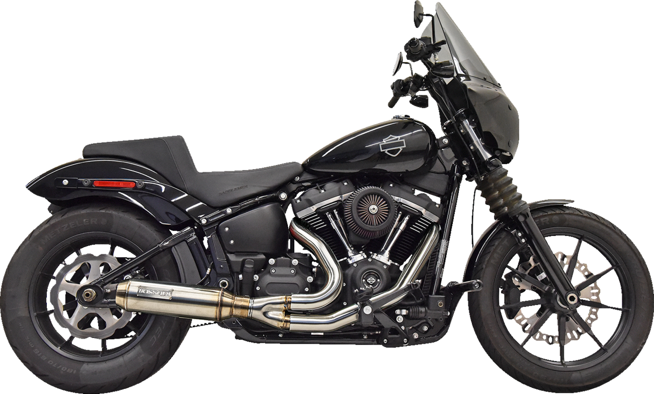 2-into-1 Super Bike Exhaust System with 4" Muffler - Stainless Steel