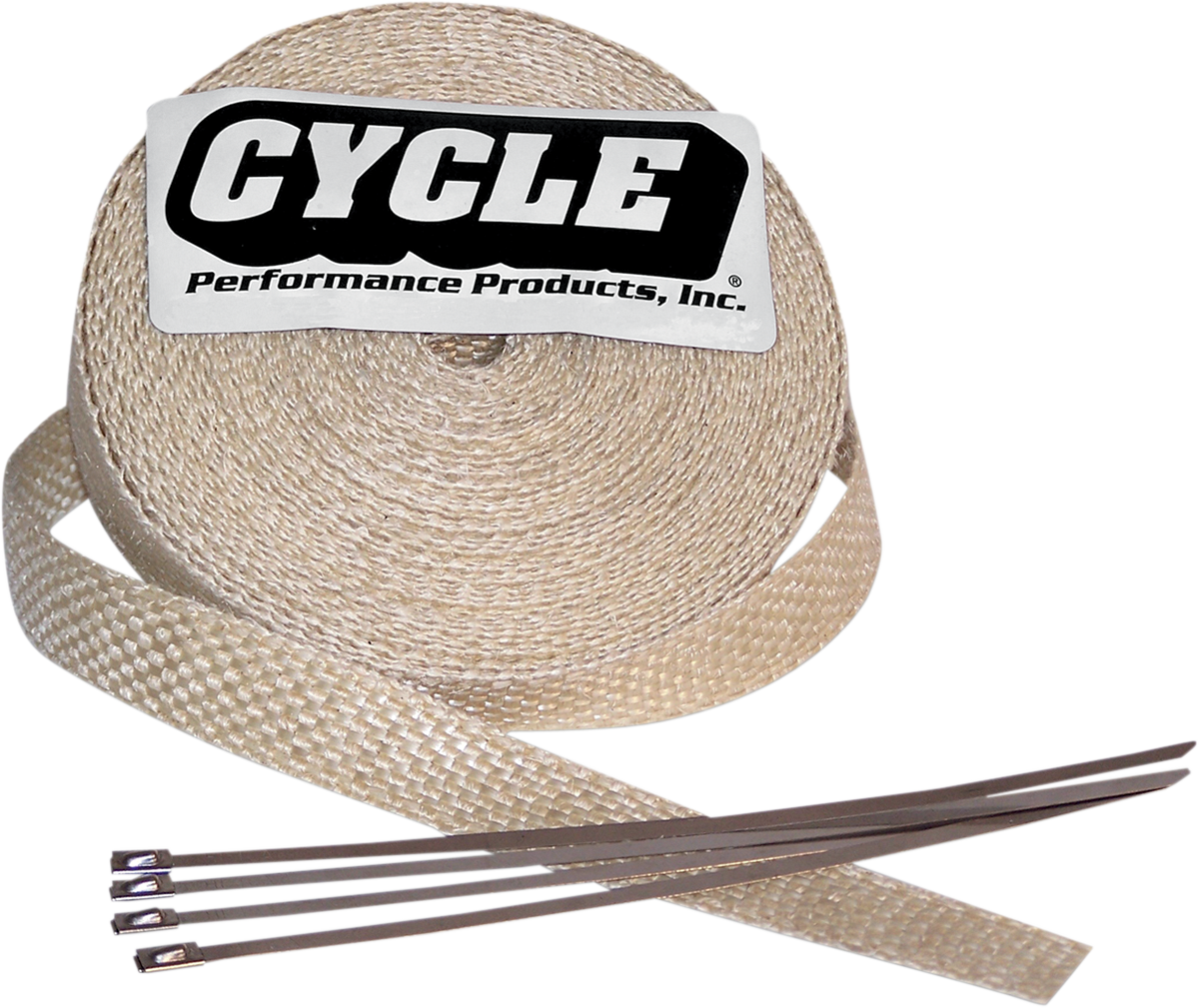 CYCLE PERFORMANCE PROD. Fiberglass Exhaust Wrap Kit - Natural / 2" x 25' 1861-0540