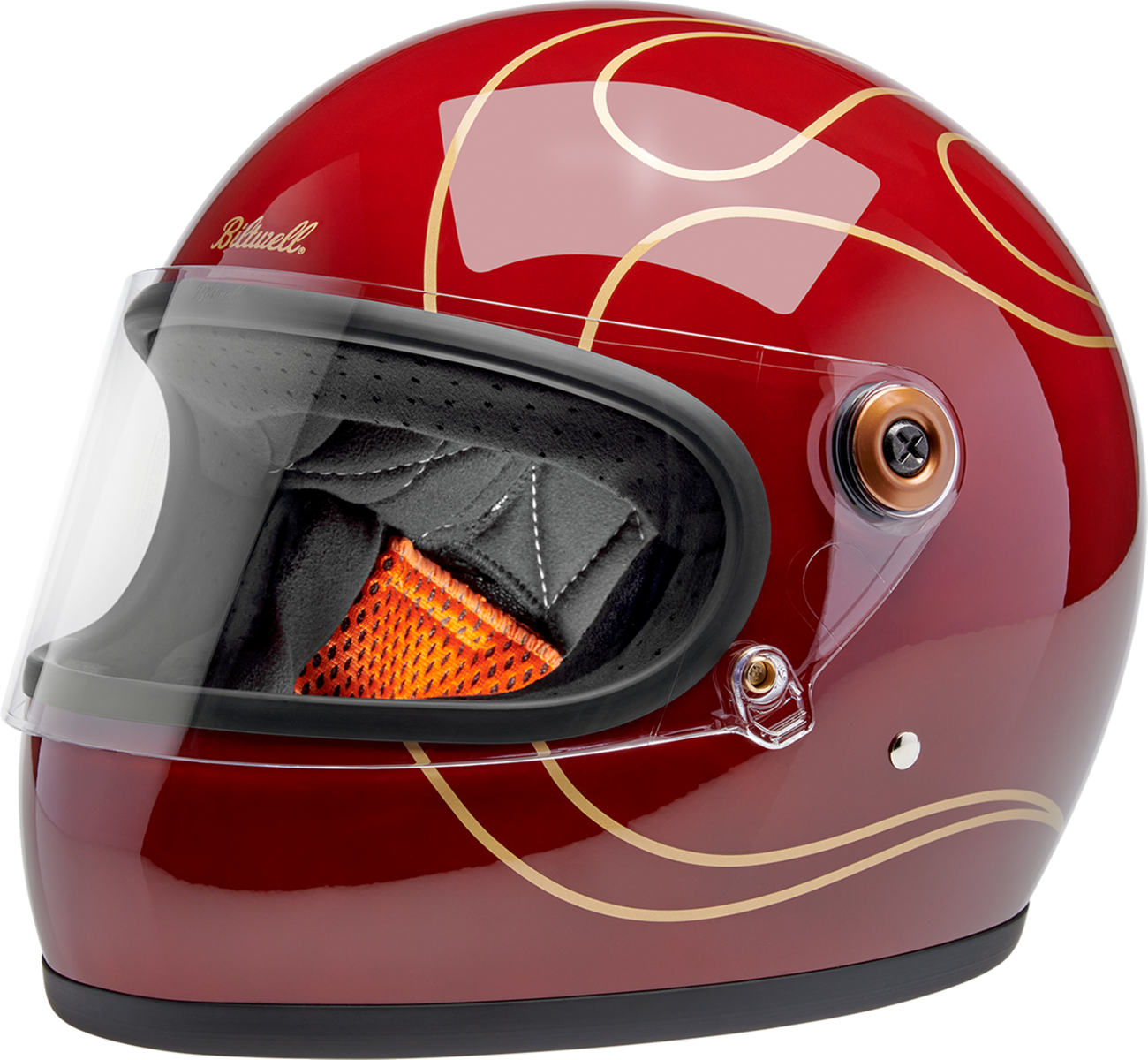 BILTWELL Gringo S Helmet - Flames / Gloss Garnet Red / Small 0101-18375