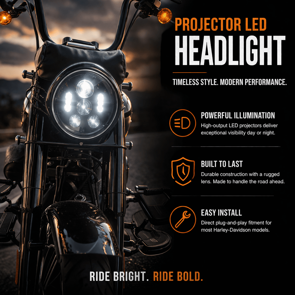 Eagle Lights 7" LED Headlight Kit for Harley Davidson and Indian Motorcycles - Generation III / Black