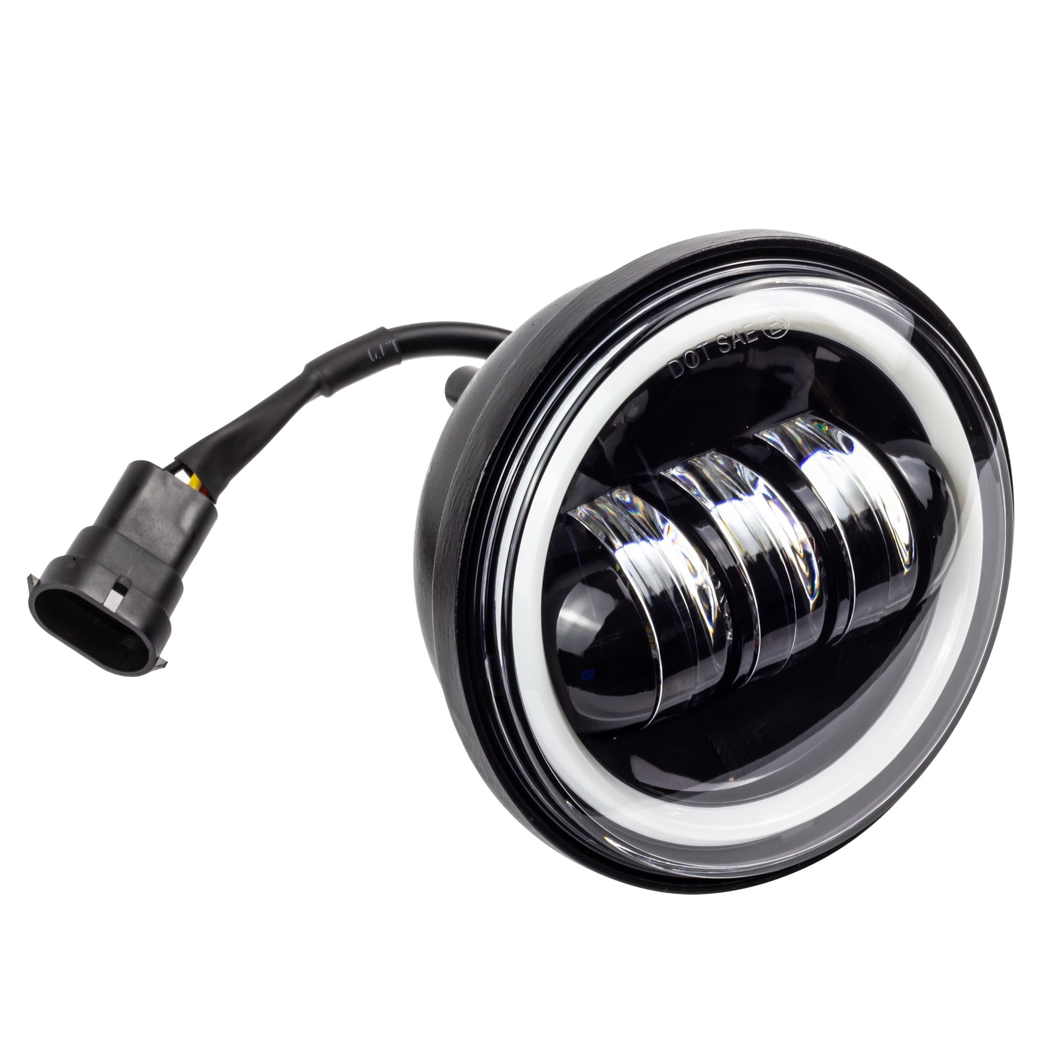 Eagle Lights 7" LED Headlight and 4.5" LED Passing Light Kit with Halo Rings for Harley-Davidson and Indian Motorcycles - Generation I / Black