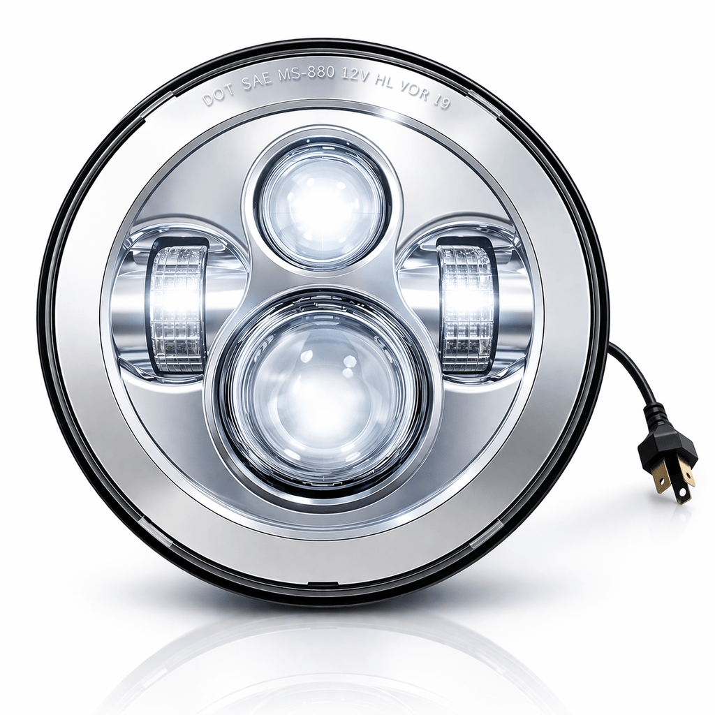 Eagle Lights 7" LED Headlight for Harley-Davidson® and Indian® Motorcycles - Generation I / Chrome Kit