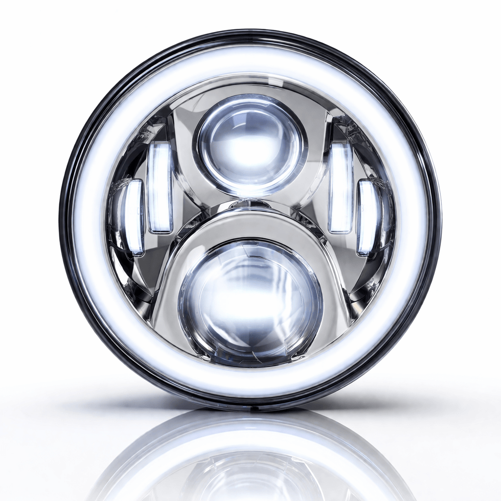 Eagle Lights 7" LED Headlight with LED Halo Ring for Harley-Davidson® and Indian® Motorcycles - Generation II / Chrome Kit