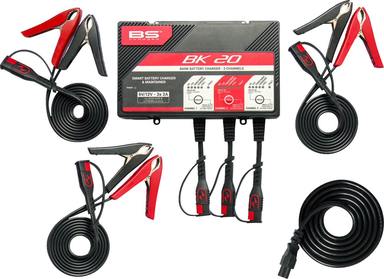 BS BATTERY BK20 Smart Bank Battery Charger and Maintainer with Reconditioning Function