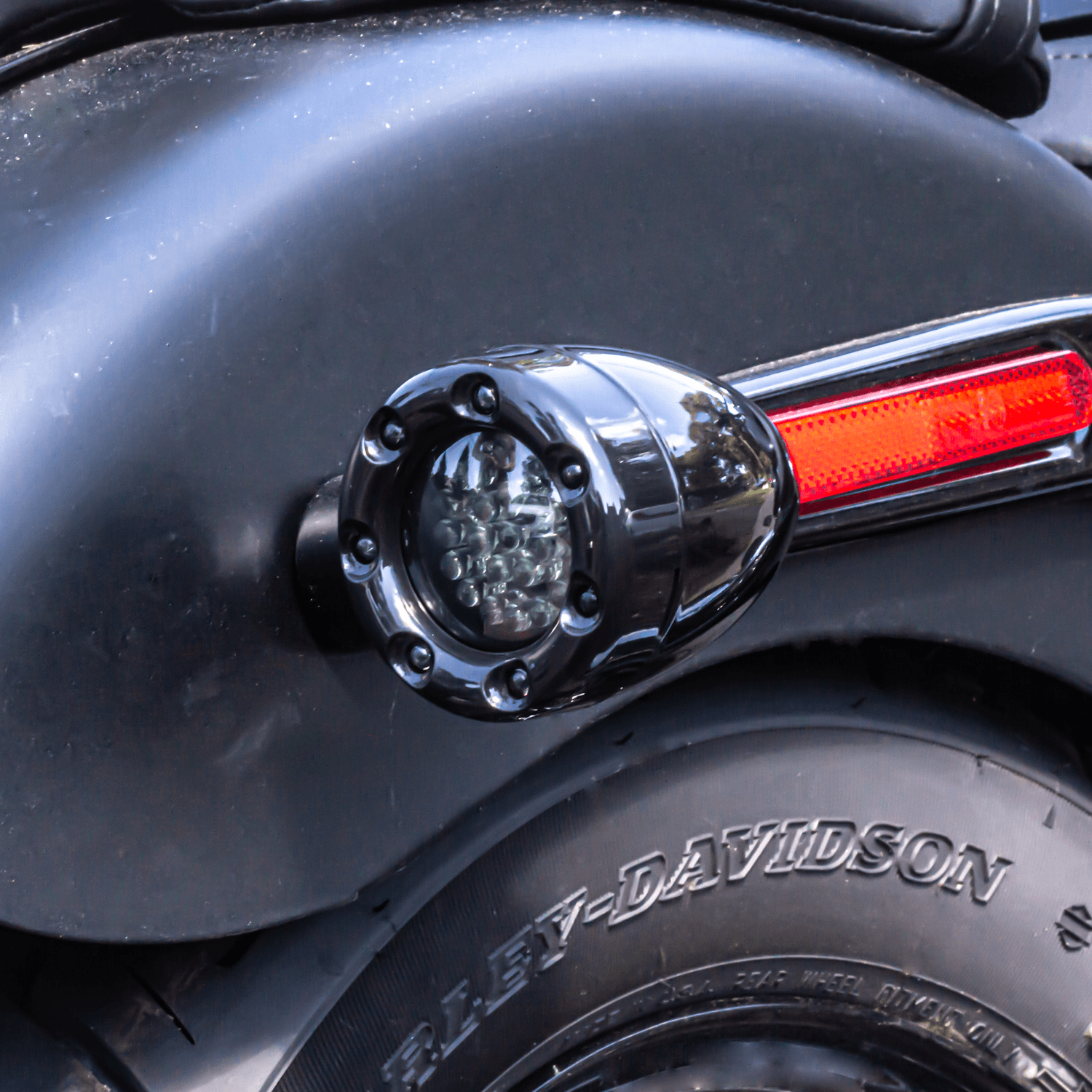 Eagle Lights 2” Infinity Beam Front and Rear (1157) LED Turn Signal Kit w/ Running LED Light Ring Covers for Harley-Davidson® Motorcycles