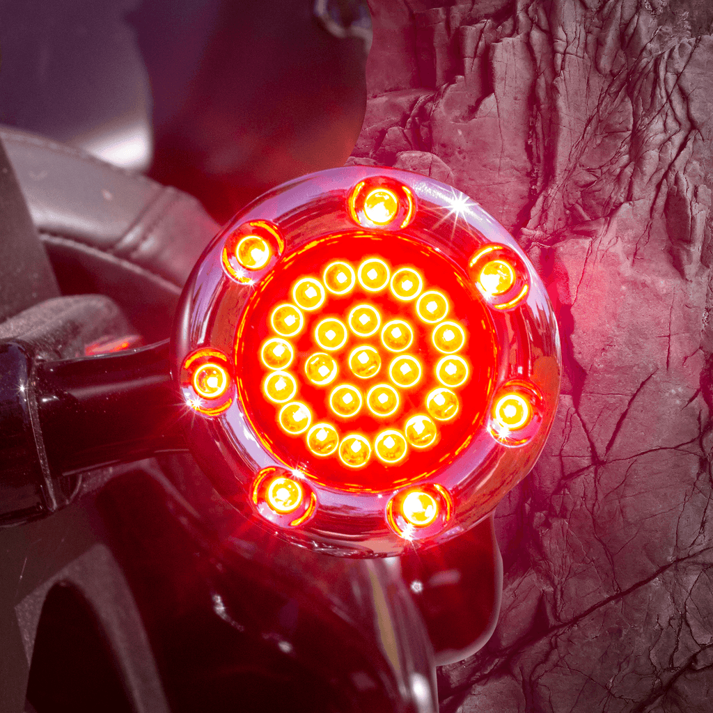 Eagle Lights 2” Infinity Beam Front and Rear (1156) LED Turn Signal Kit w/ Running LED Light Ring Covers for Harley-Davidson® Motorcycles