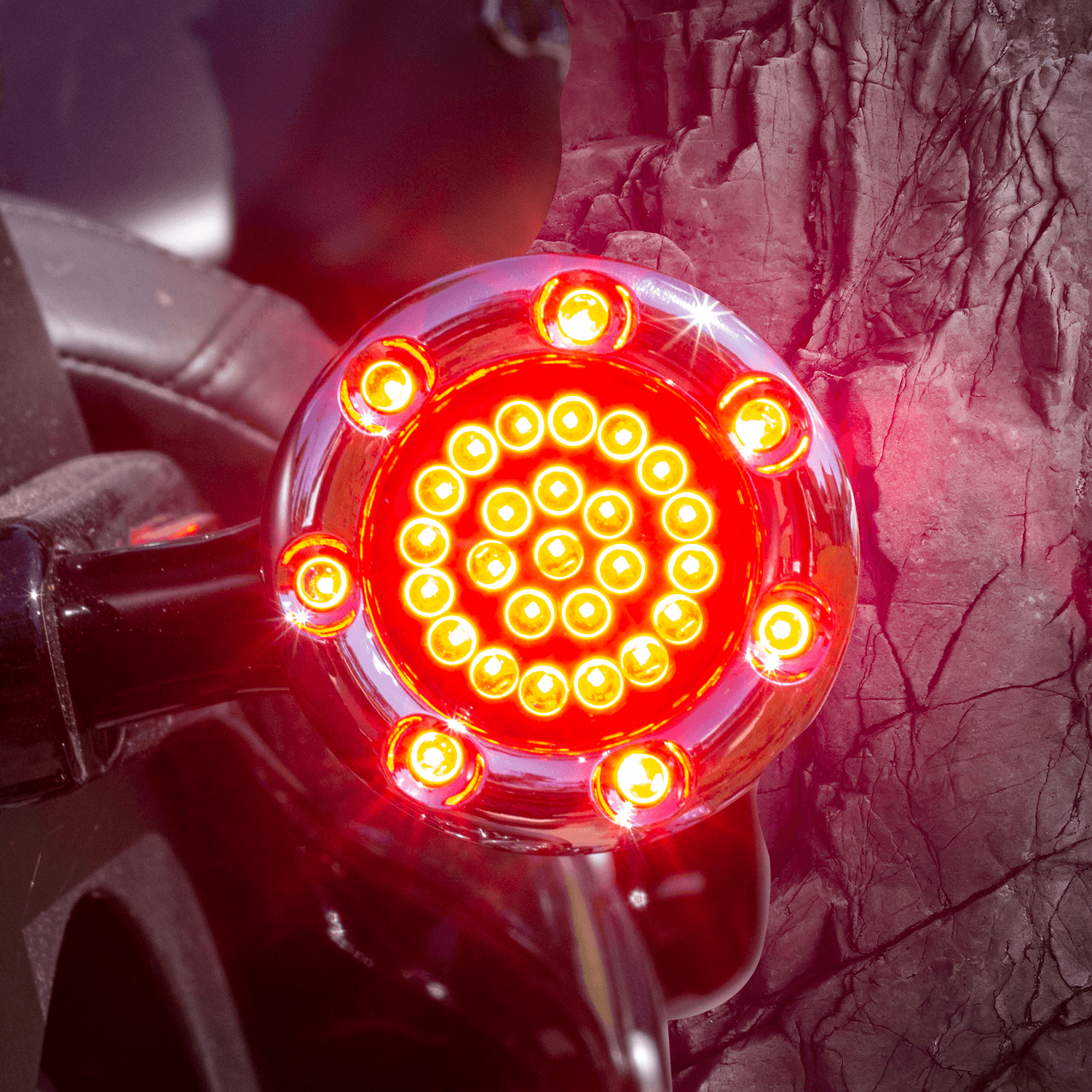 Eagle Lights 2” Infinity Beam Front and Rear (1156) LED Turn Signal Kit w/ Running LED Light Ring Covers for Harley-Davidson® Motorcycles