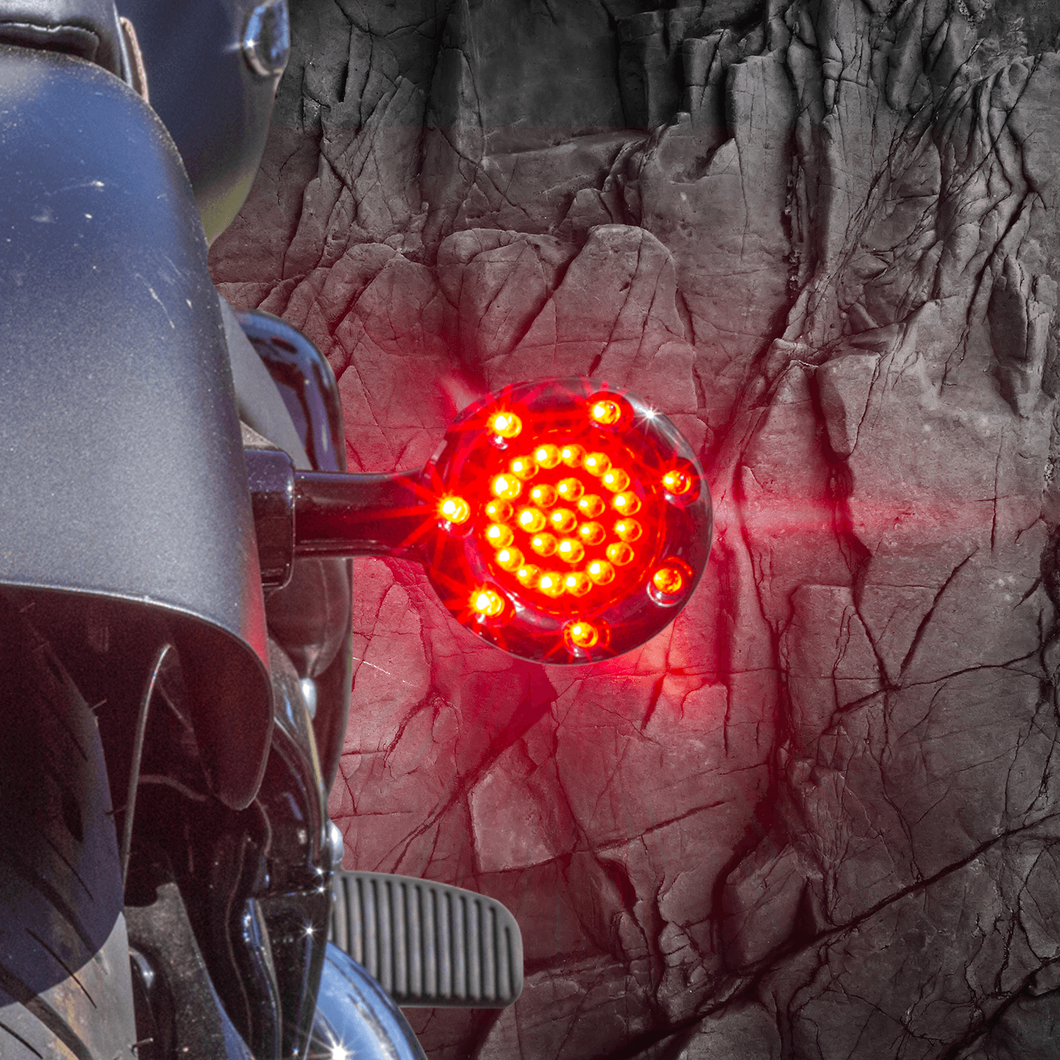 Eagle Lights 2” Infinity Beam Front and Rear (1157) LED Turn Signal Kit w/ Running LED Light Ring Covers for Harley-Davidson® Motorcycles