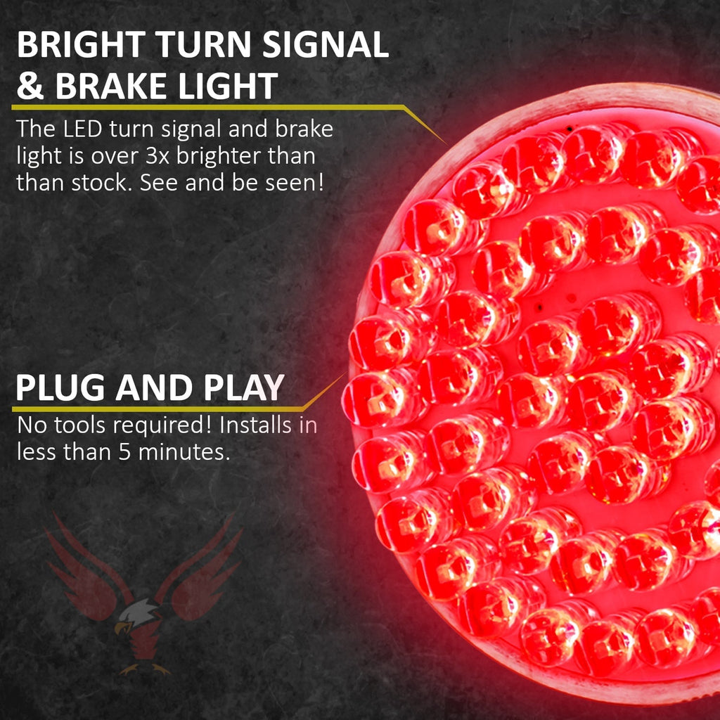 Eagle Lights 2" Rear LED Turn Signals, Running and Brake Lights for Harley-Davidson® Motorcycles- Generation I / 1157 Base / Red