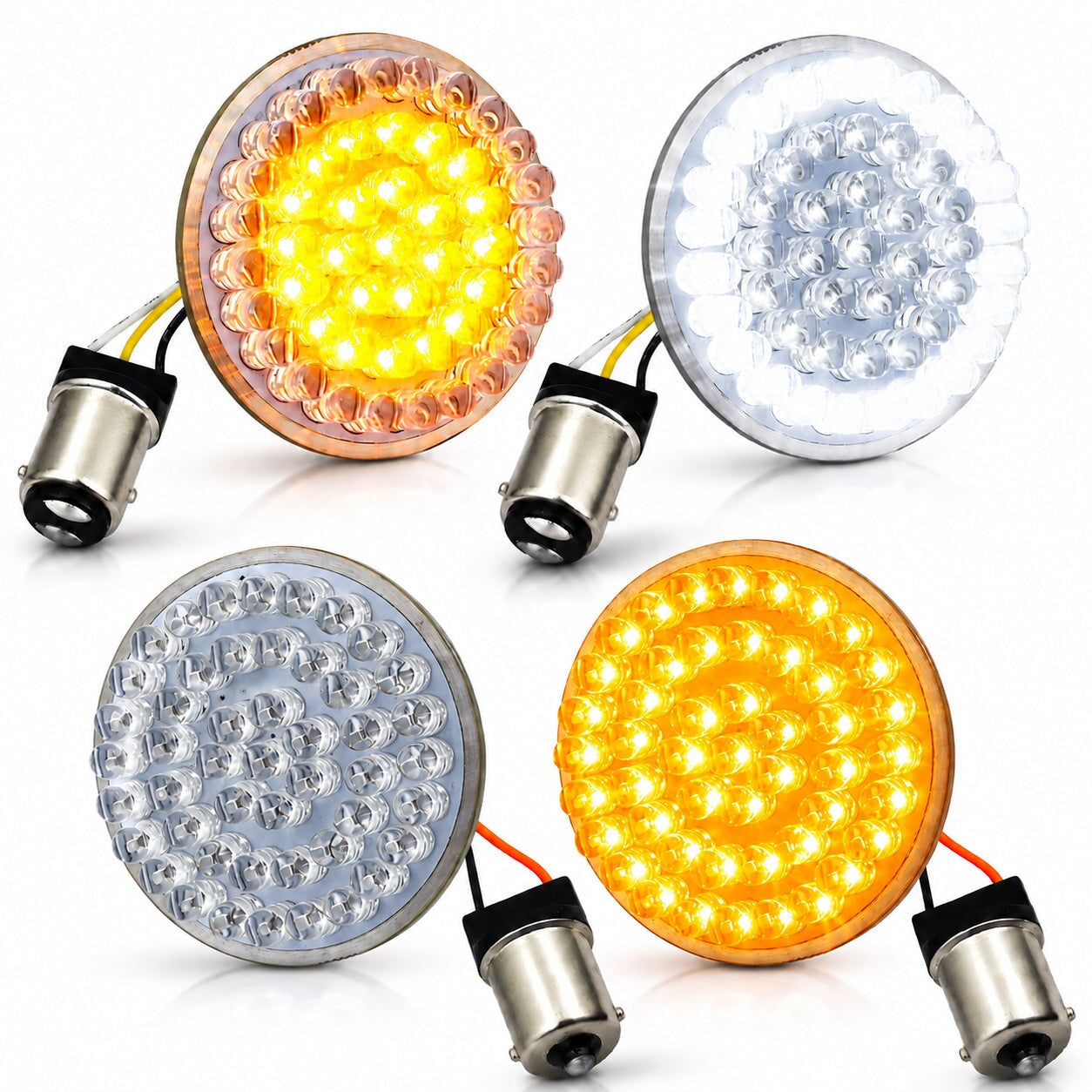 Eagle Lights 2” LED Turn Signal and Running Light Kit for Harley-Davidson® Motorcycles - Generation I / 1157 Front / 1156 Amber Rear