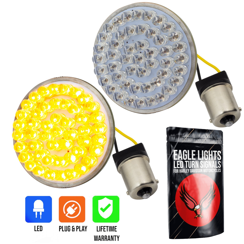 Eagle Lights 2" Rear LED Turn Signals for Harley-Davidson Motorcycles- Generation I / 1156 Base / Amber