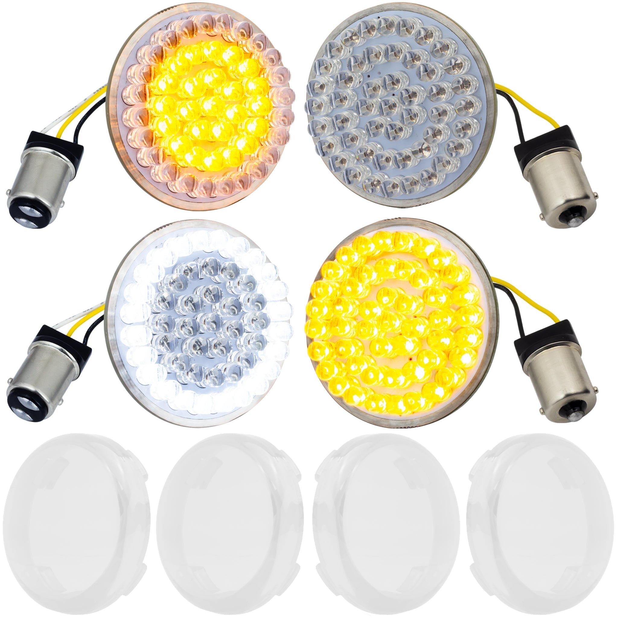 Eagle Lights 2” LED Turn Signal and Running Light Kit for Harley-Davidson® Motorcycles - Generation I / 1157 Front / 1156 Amber Rear