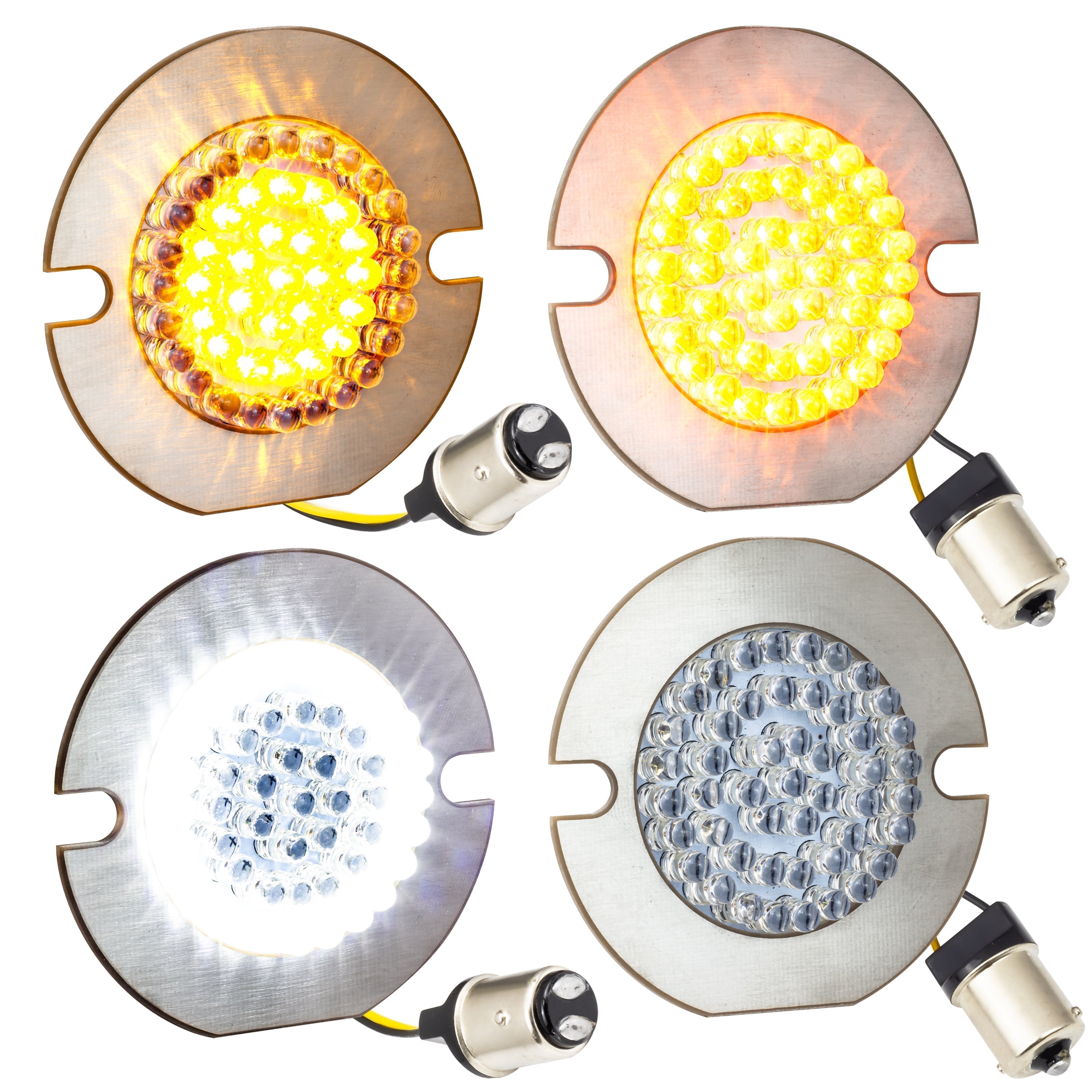 Eagle Lights 3 1/4" Front and Rear LED Turn Signal Kit For Harley-Davidson® Motorcycles - Generation I / Amber Rear Turn Signals