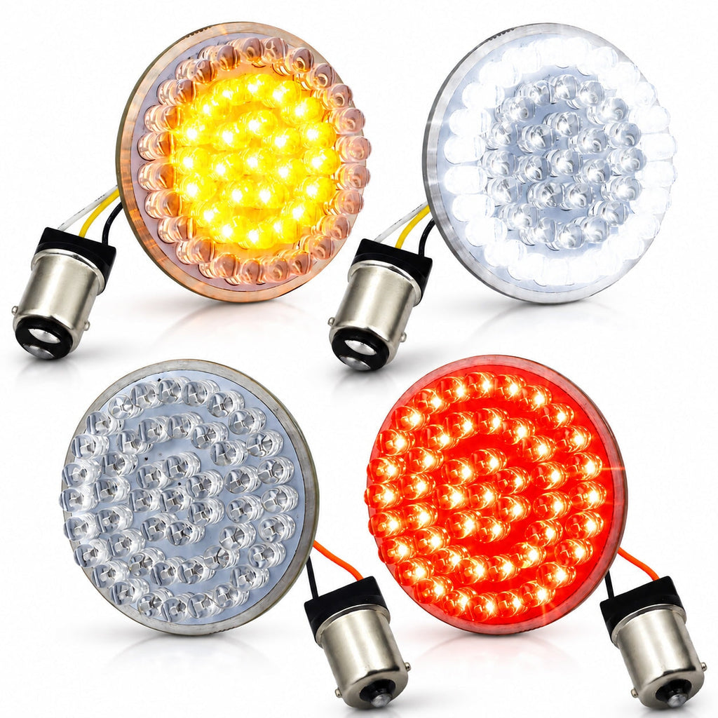 Eagle Lights 2” LED Turn Signal and Running Light Kit for Harley-Davidson® Motorcycles- Generation I / 1157 Front / 1156 Red Rear