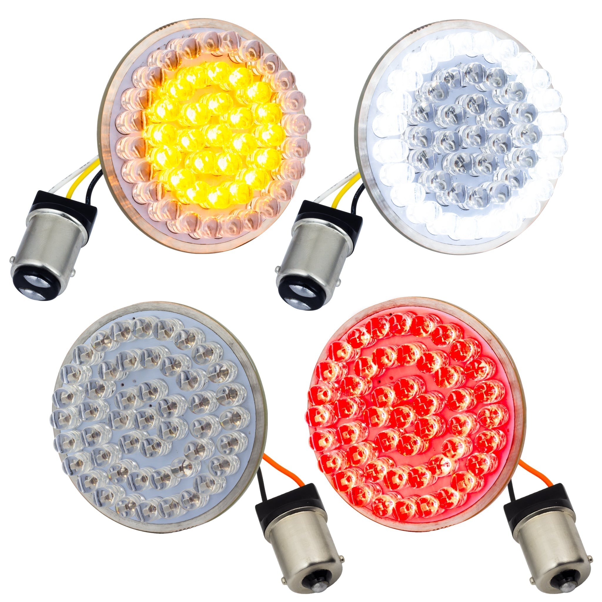 Eagle Lights 2” LED Turn Signal and Running Light Kit for Harley-Davidson® Motorcycles- Generation I / 1157 Front / 1156 Red Rear