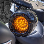 Eagle Lights 2” Infinity Beam Front and Rear (1157) LED Turn Signal Kit w/ Running LED Light Ring Covers for Harley-Davidson® Motorcycles