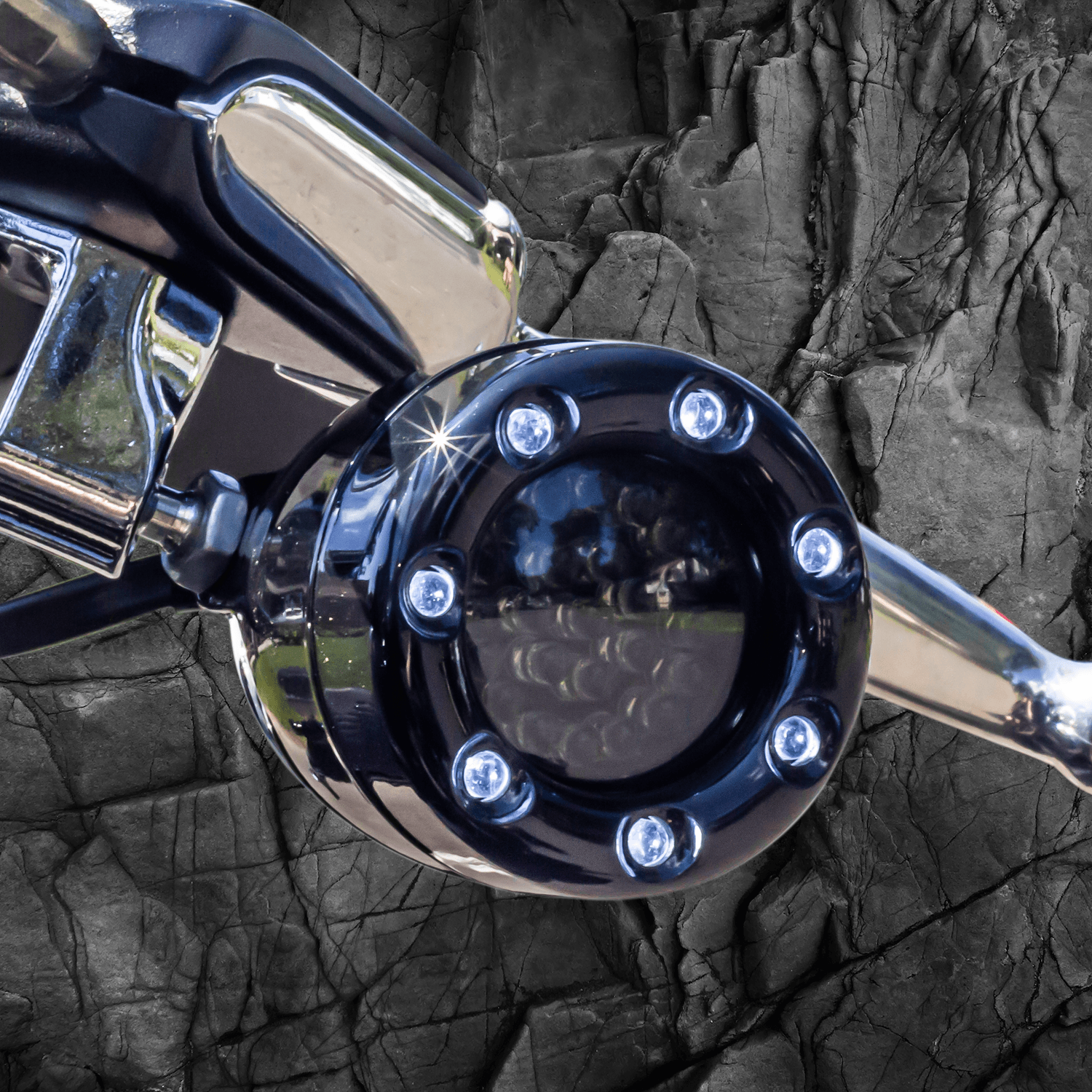 Eagle Lights 2” Infinity Beam Front LED Turn Signals with Integrated Trim Rings and White Halo Running Lights for Harley-Davidson® Motorcycles