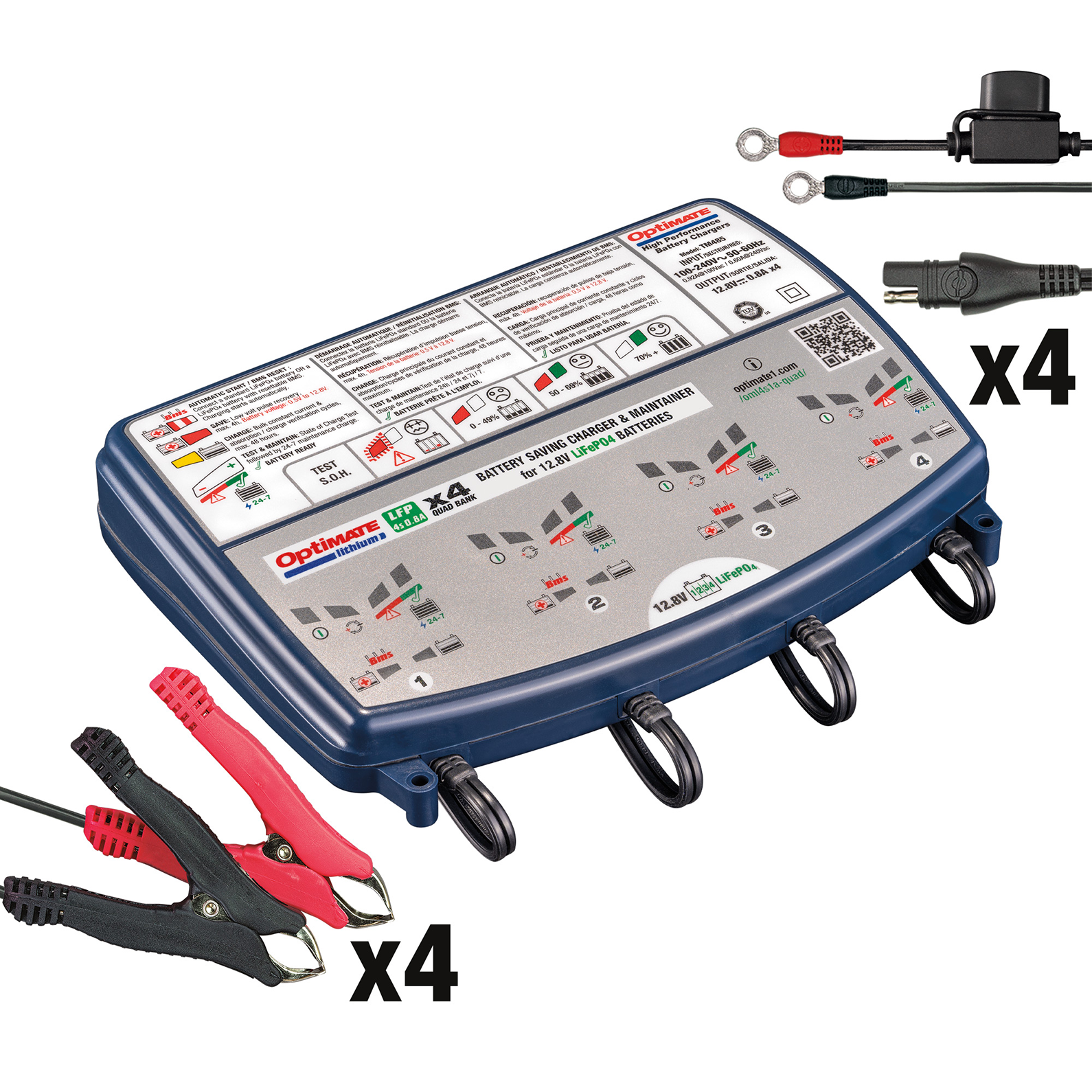 TECMATE OptiMate™ Lithium Quad Bank Charger and Maintainer - Battery Charger/Maintainer / Lithium 3807-0266