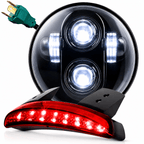 Eagle Lights 5-3/4" (5.75") Round Harley LED Headlight and Red LED Taillight Conversion / Upgrade Kit for Harley Sportster / Dyna