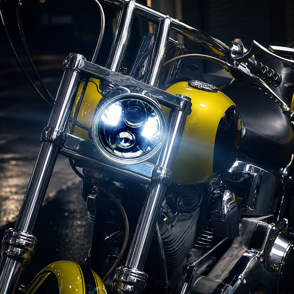 Eagle Lights 5-3/4" (5.75") Round Harley LED Headlight and Red LED Taillight Conversion / Upgrade Kit for Harley Sportster / Dyna