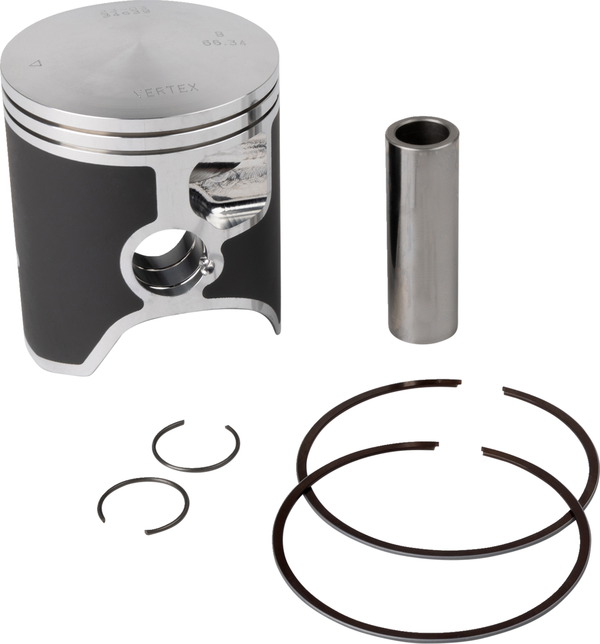 VERTEX Piston Kit Cast Replica for 2 Stroke - Piston Kit / 66.34 mm / Gas Gas EC250 | TM EN/MX 250 | Rieju MR Racing 250 0910-2553
