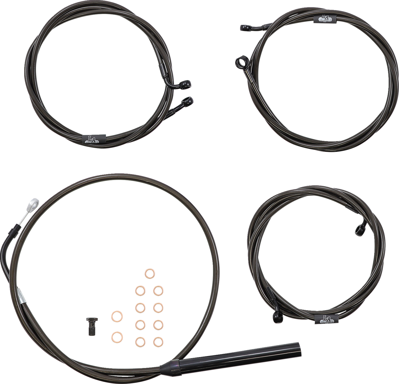 LA CHOPPERS Standard Midnight Braided Handlebar Cable/Brake Line Kit — Ape Hanger