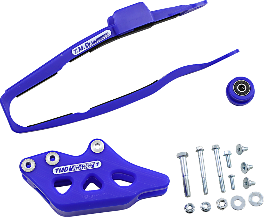 T.M. DESIGNWORKS Chain Guide and Slider Kit - Chain Guide/Slider / Blue / Yamaha 1231-1394